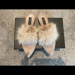 Rachel Zoe Faux fur mules size 6
